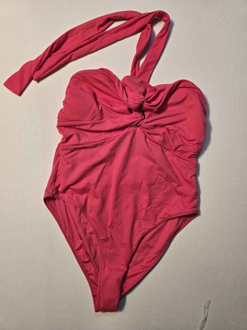 Zara Hot Pink Halter One-Piece Swim Suit with Twist Front